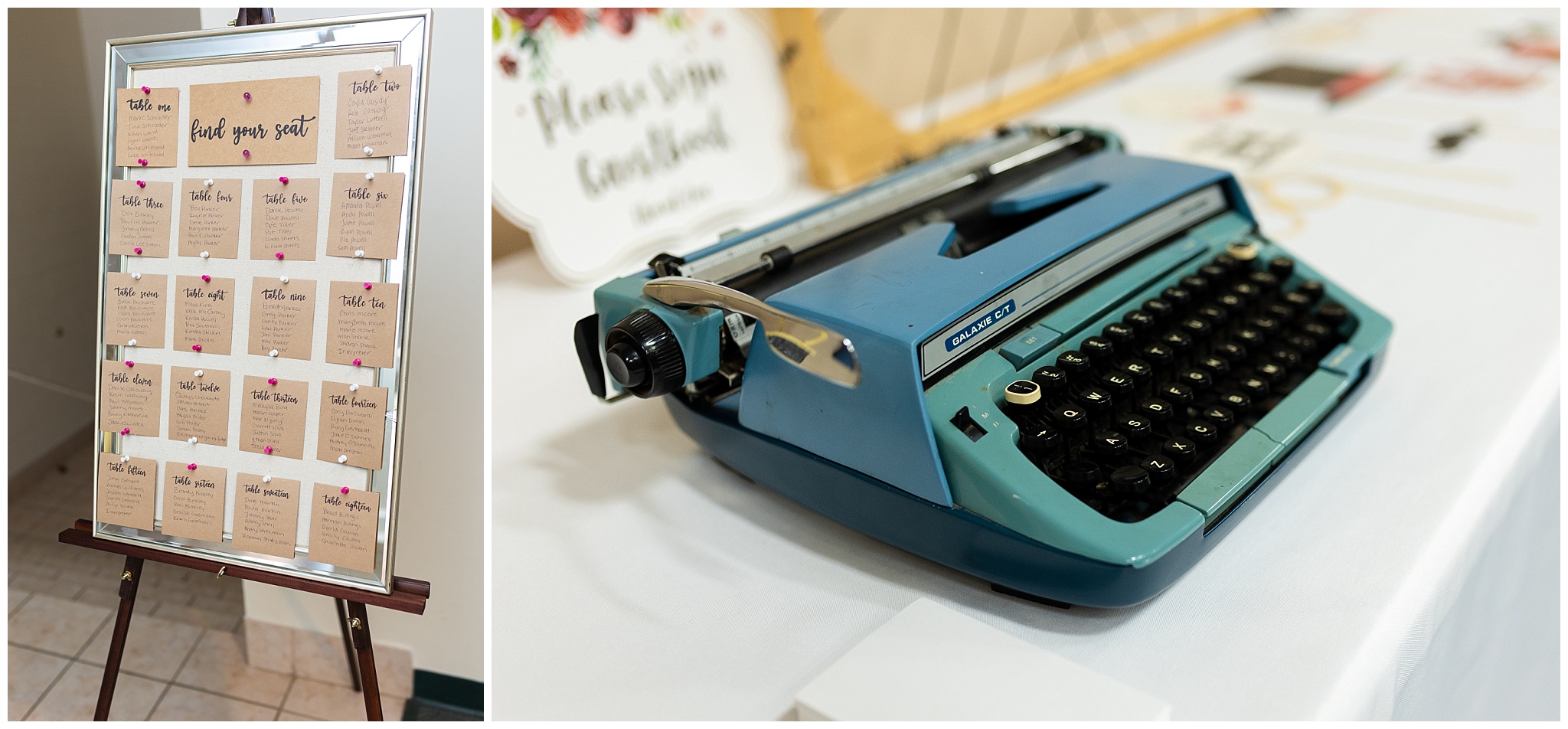 Vintage theme wedding reception Typewriter