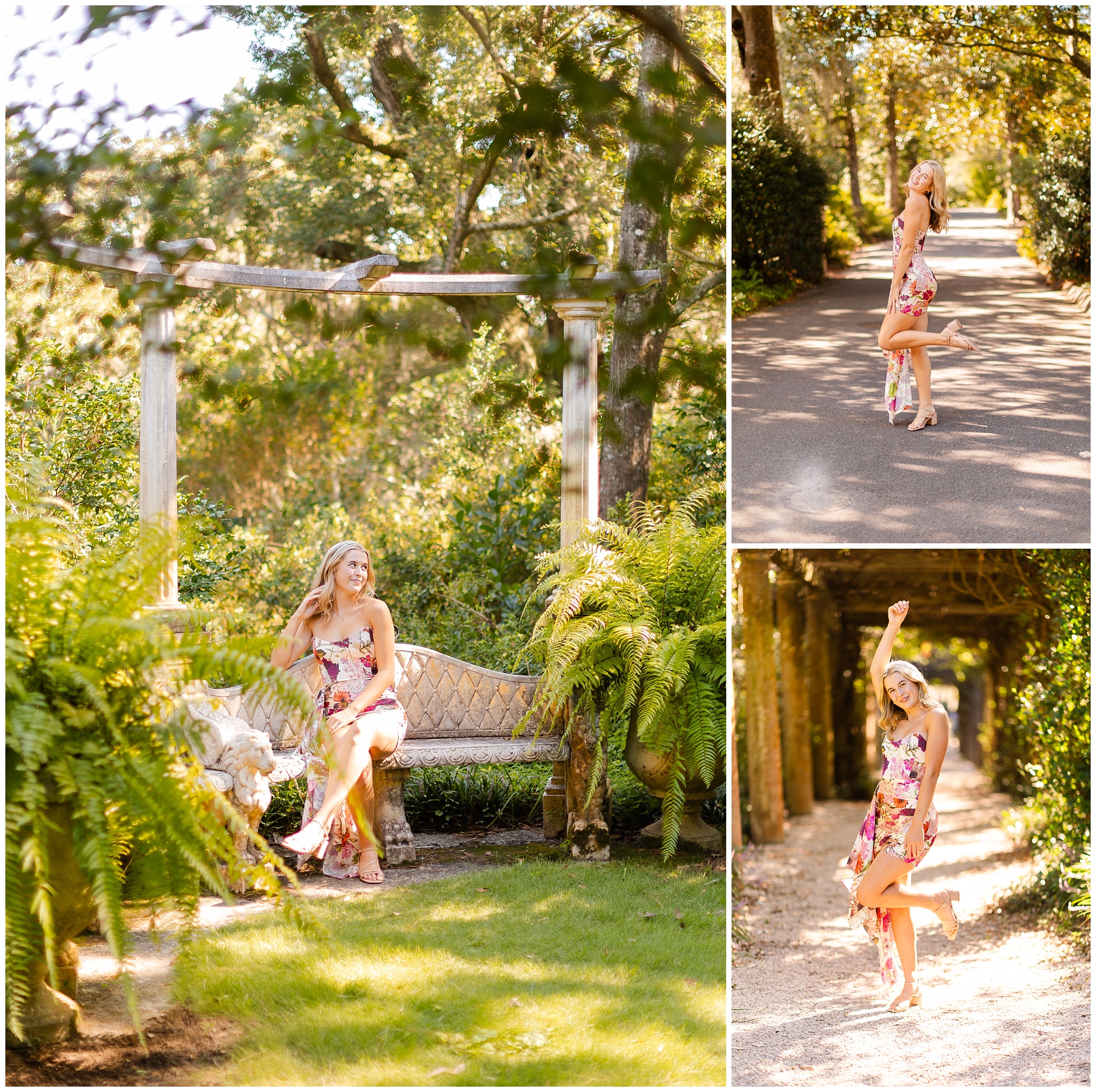 senior session at airlie gardens in Wilmington