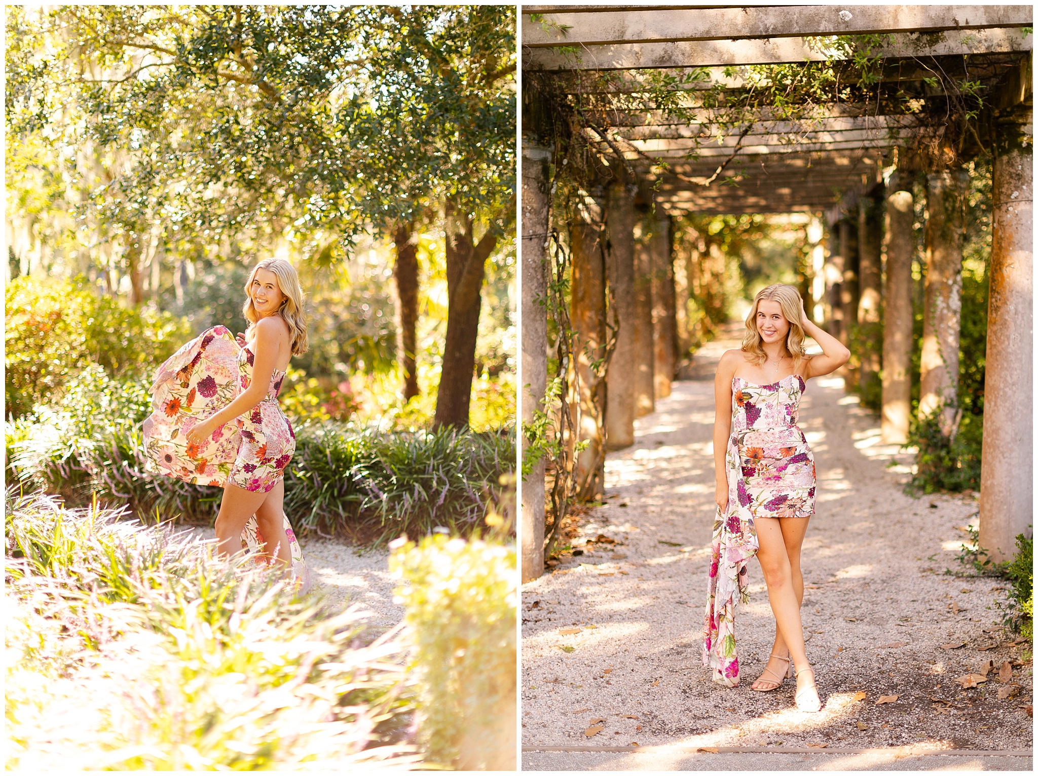 senior session at airlie gardens in Wilmington