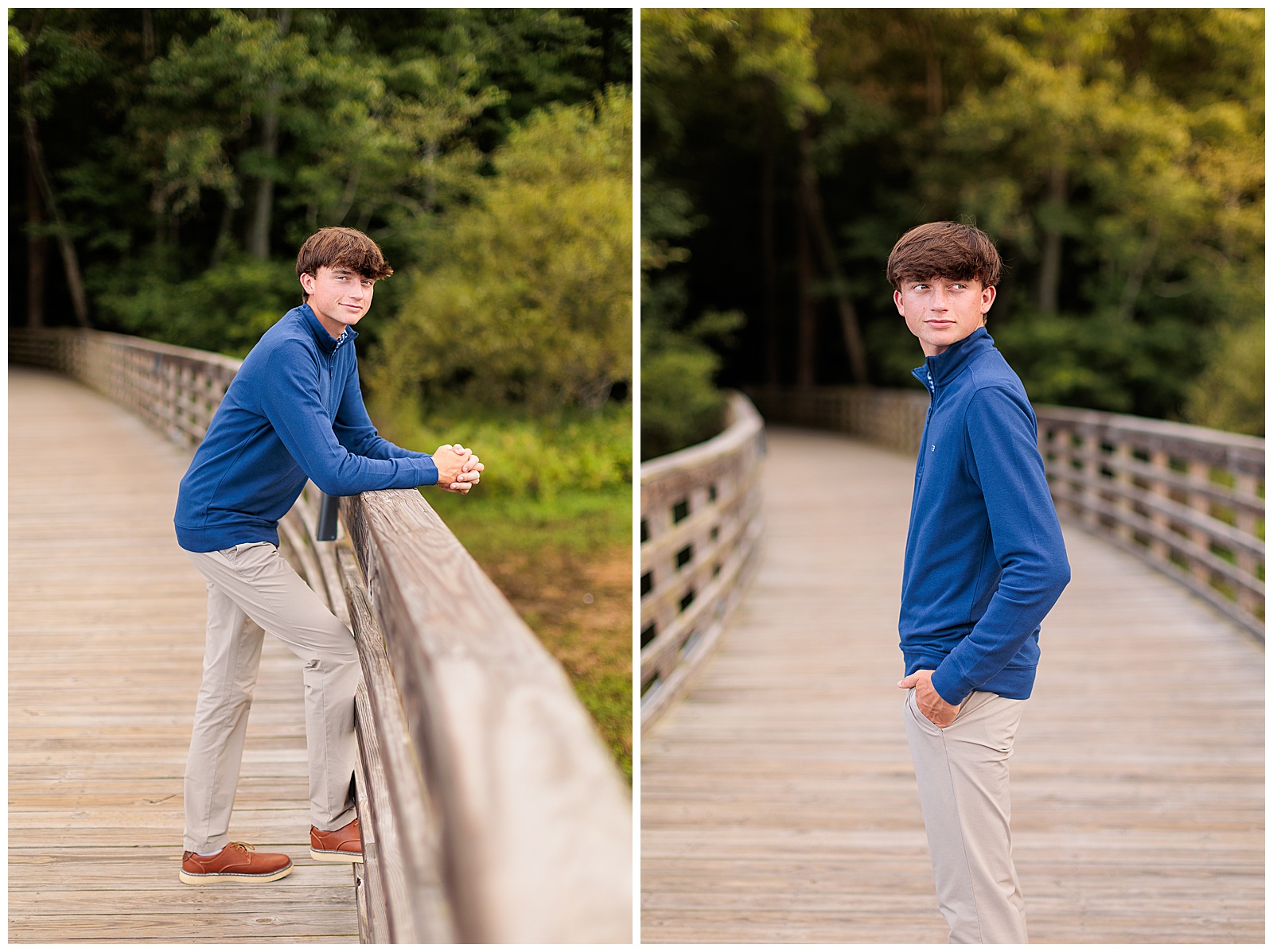 senior pictures with guy on lake wilson bridge