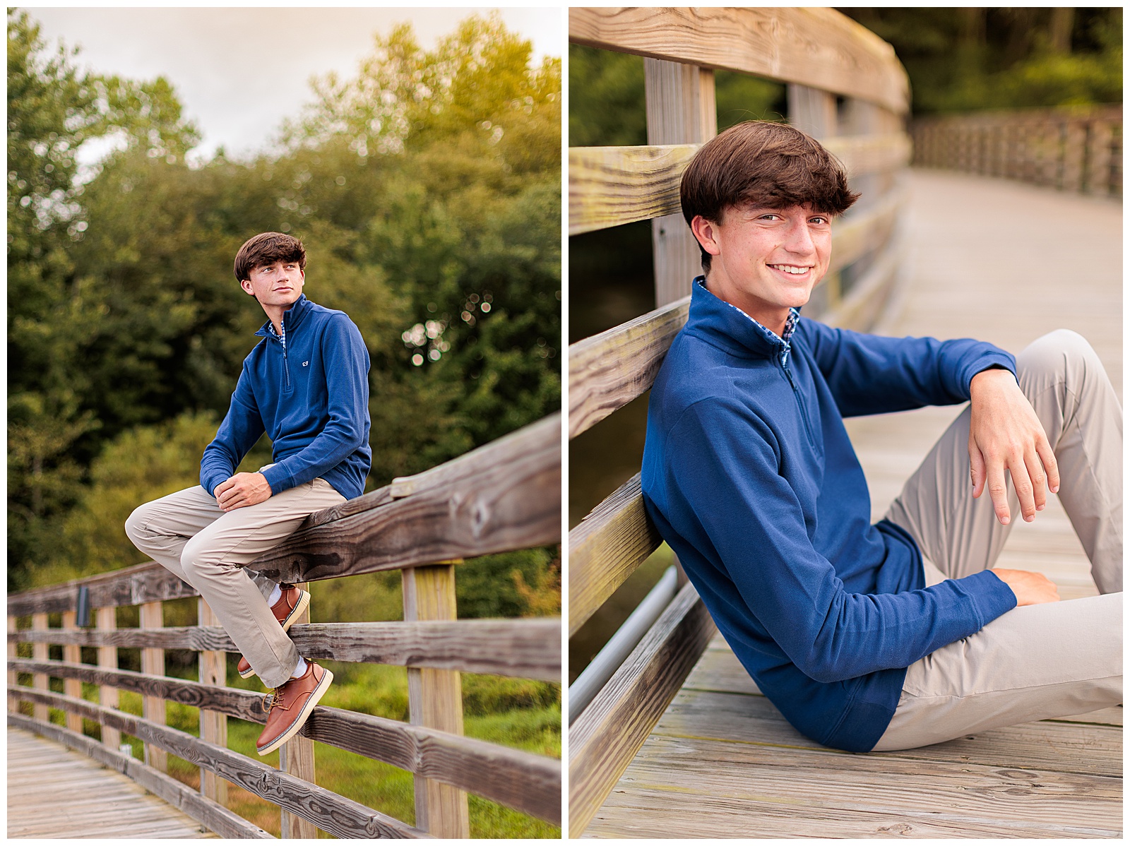 senior pictures with guy on lake wilson bridge