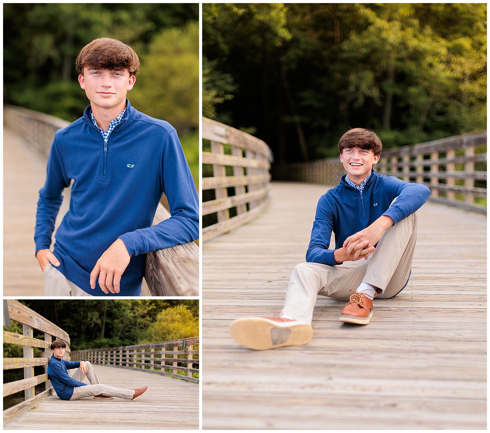 senior pictures with guy on lake wilson bridge