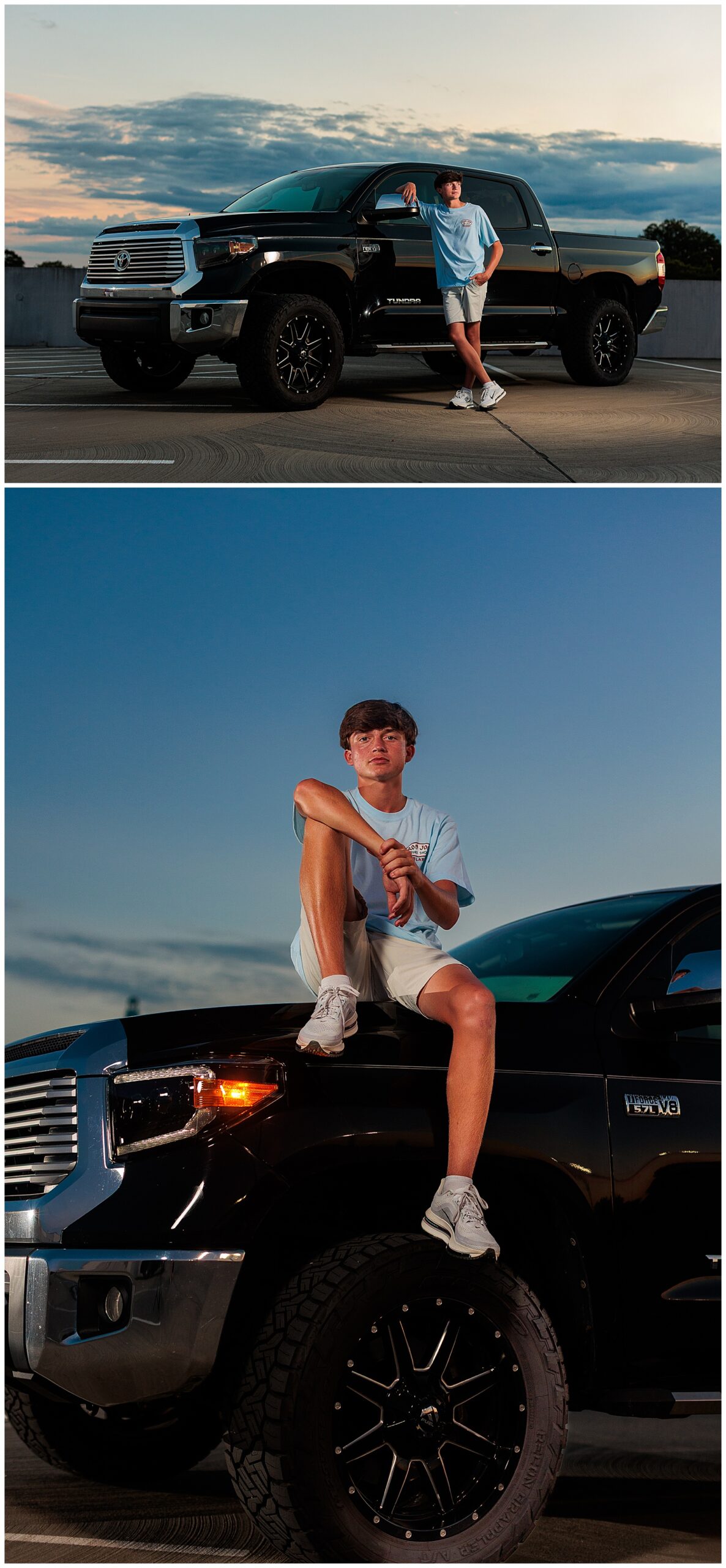 senior session with truck